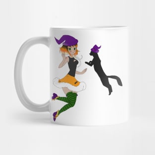 Halloween Witch With Her Black Cat Mug